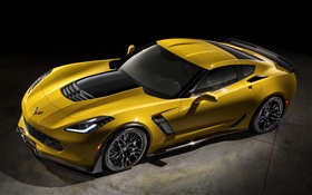 2015 Chevrolet Corvette Z06 yellow supercar HD wallpaper