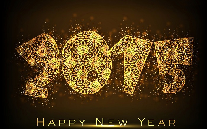2015 New Year, golden flower Wallpapers Pictures Photos Images