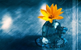3D design, yellow flower HD wallpaper