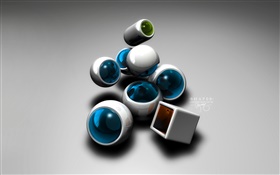 3D sphere and cube HD wallpaper