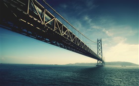 Akashi Kaikyo bridge, Japan, sea HD wallpaper