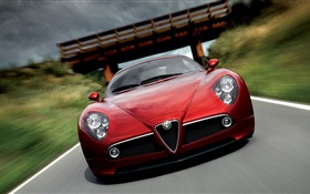 Alfa Romeo red car HD wallpaper