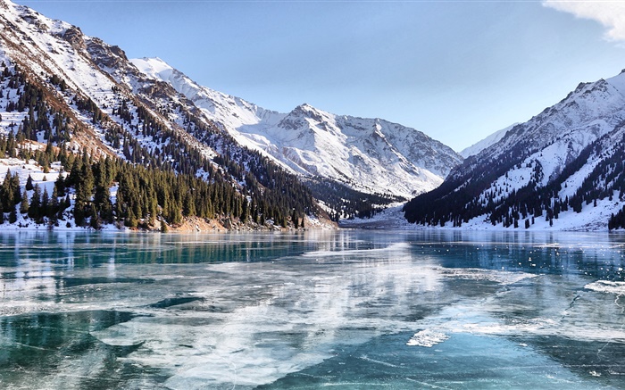 Almaty, Kazakhstan, winter, lake Wallpapers Pictures Photos Images