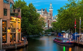 Amsterdam, Nederland, city, houses, river HD wallpaper