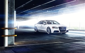 Audi A8 L white car HD wallpaper