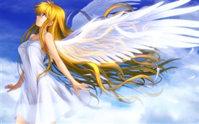 Beautiful angel, anime girl, wings HD wallpaper