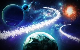 Beautiful galaxies, planets, stars