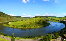 Beautiful scenery, river, blue sky, Germany