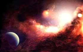 Beautiful space, planet, red