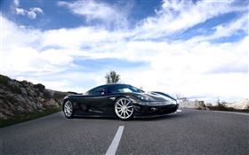 Black Koenigsegg supercar HD wallpaper