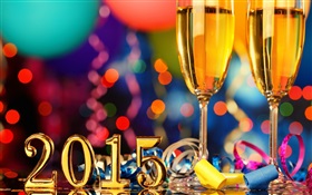 Celebrate the New Year of 2015, champagne glasses