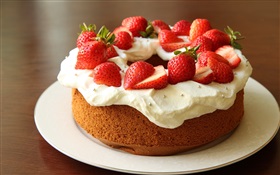 Chocolate strawberry cream cake HD wallpaper