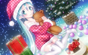 Christmas anime girl HD wallpaper