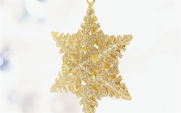 Christmas decoration, golden snowflakes Wallpapers Pictures Photos Images