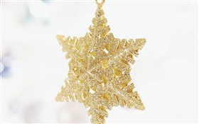 Christmas decoration, golden snowflakes HD wallpaper