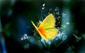Creative design, yellow butterfly HD wallpaper