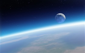 Earth and moon, beautiful space HD wallpaper