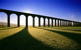 Elevated canals, sunset, farmland