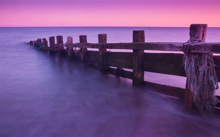 Fence, sea, sunset Wallpapers Pictures Photos Images