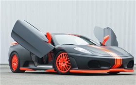 Ferrari black supercar, doors opened HD wallpaper