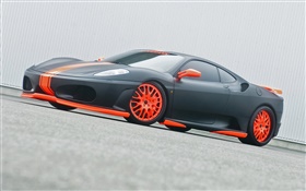 Ferrari black supercar side view HD wallpaper