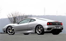 Ferrari silvery supercar rear view HD wallpaper