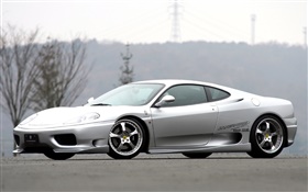 Ferrari silvery supercar side view HD wallpaper