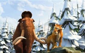 Ice Age 3, mammoths and saber-toothed tiger HD wallpaper