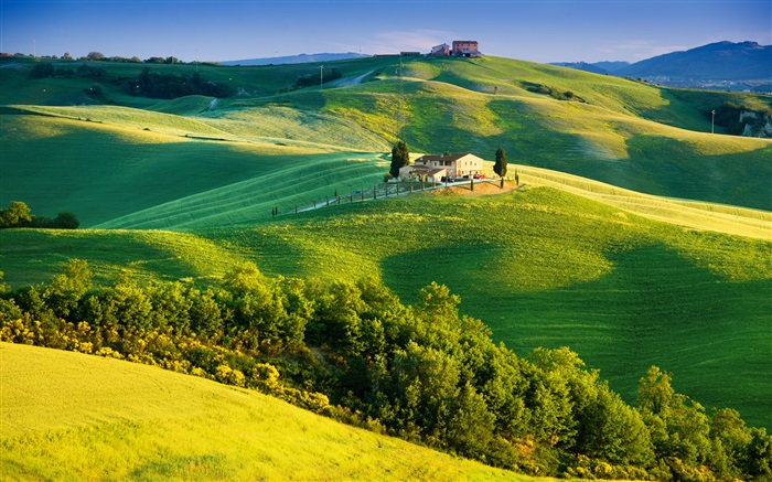 Italy, green fields, beautiful landscape Wallpapers Pictures Photos Images