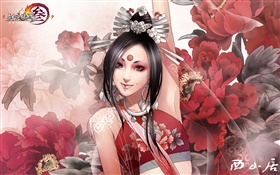 JX three online version, girl, flowers