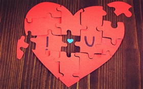 Jigsaw love heart-shaped HD wallpaper
