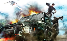 Just Cause 3, car roof fighting HD wallpaper