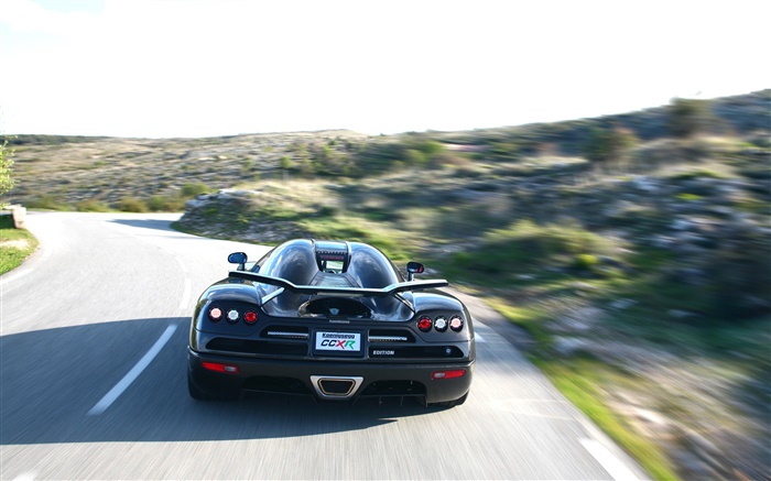Koenigsegg black car rear view Wallpapers Pictures Photos Images