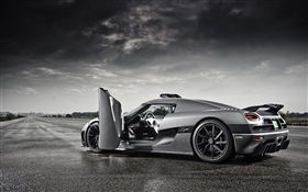 Koenigsegg gray supercar doors opened HD wallpaper