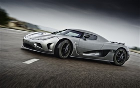Koenigsegg gray supercar turn HD wallpaper