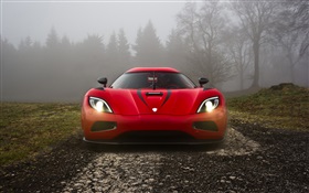 Koenigsegg red supercar front view HD wallpaper