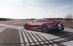 Koenigsegg red supercar side view HD wallpaper