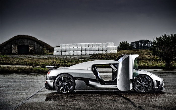 Koenigsegg silver supercar side view Wallpapers Pictures Photos Images
