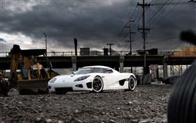 Koenigsegg white supercar HD wallpaper
