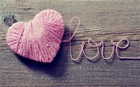 Love and heart-shaped pink wool HD wallpaper