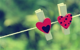 Love heart-shaped with clothespins HD wallpaper