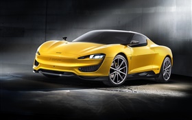Magna Steyr yellow car 2015 HD wallpaper