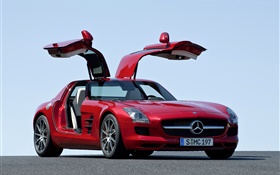 Mercedes-Benz SLS 63 AMG red car HD wallpaper