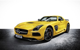 Mercedes-Benz SLS yellow car HD wallpaper