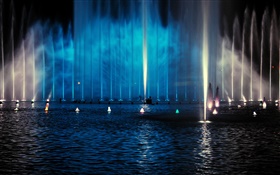 Night, fountains, lighting HD wallpaper