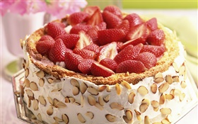 Nuts strawberry cake HD wallpaper