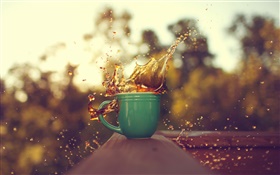 One cup coffee, water splash HD wallpaper