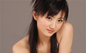 Pure Chinese girl, long hair HD wallpaper