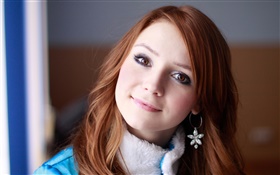 Red hair girl smile