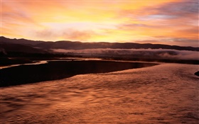 Red sky, river, dusk, sunset, China